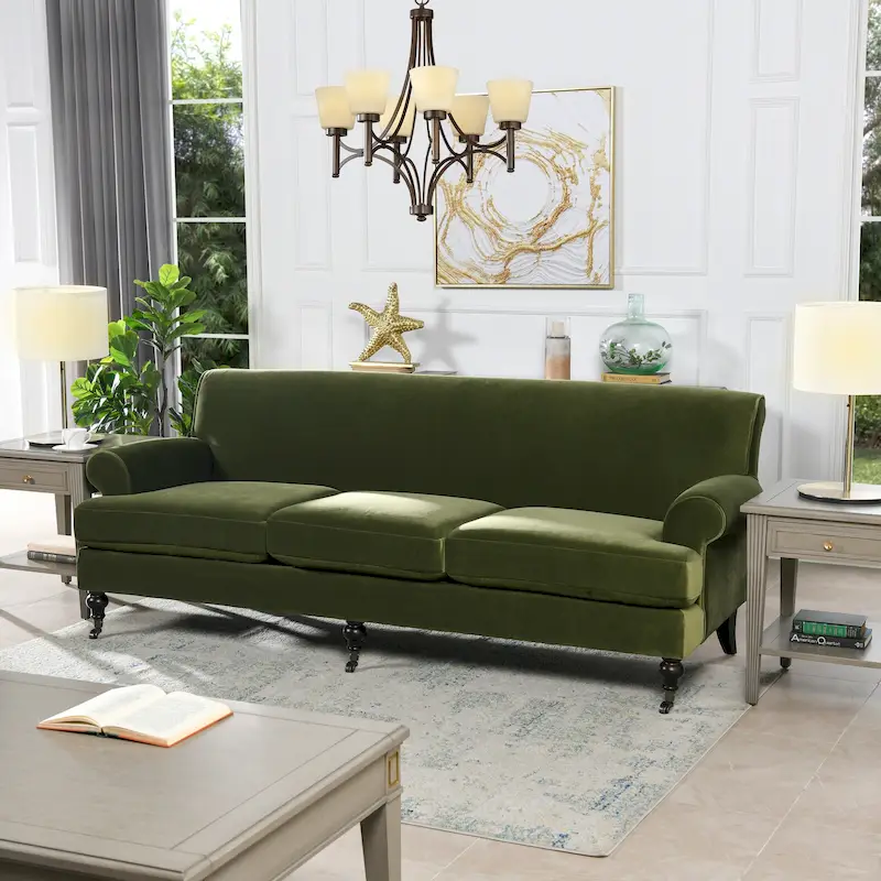 Alana Lawson 88 Inch Living Room Sofa  Three Cushion Couch with Rolled Arms and Tight Back  Minimal Assembly Required
