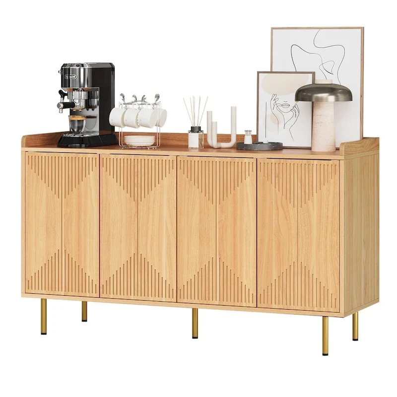 Moasis Double Sideboard Buffet Cabinet with Storage Shelf 4-Door Cabinet for Living Room and Kitchen