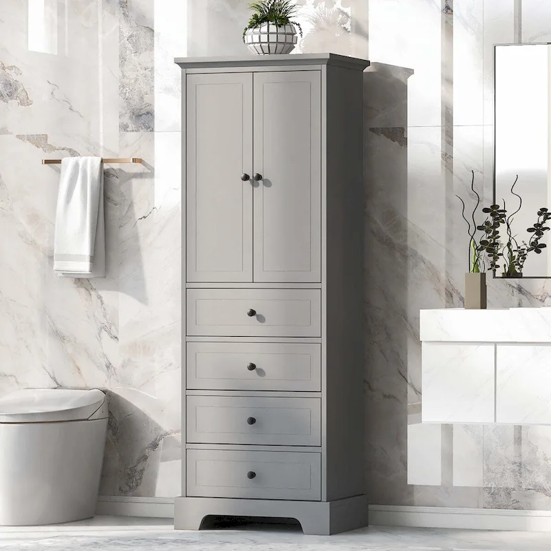 Storage Cabinet with 2 Doors and 4 Drawers
