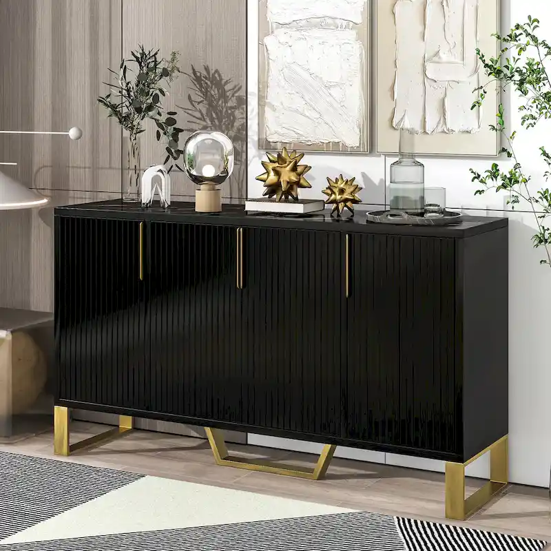 Sideboard Kitchen Cabinet with Four Doors and Adjustable Shelves