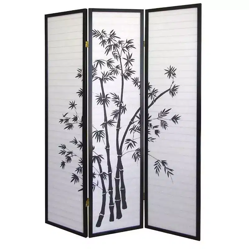 Legacy Decor Bamboo Print Oriental Privacy Shoji Screen Room Divider