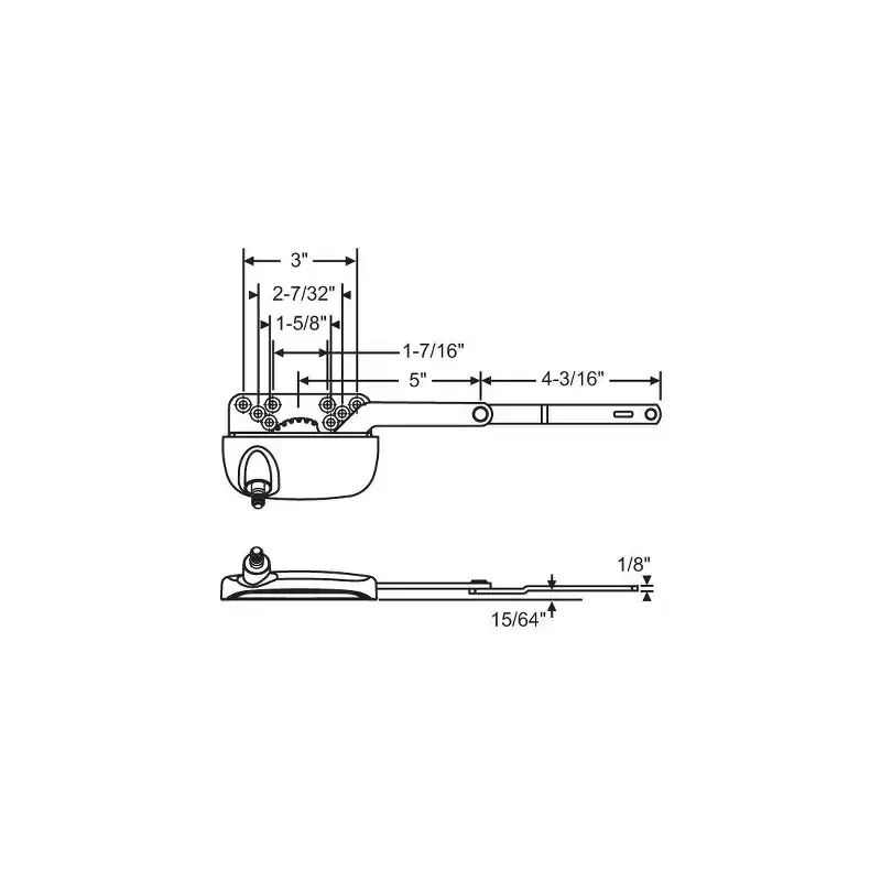 Brixwell Split Arm Casement Operator, Zinc Material, Left Hand, 5 Pivot To Joint Arm Length, 3 Base Plate Width, Sill Mounted, White Finish