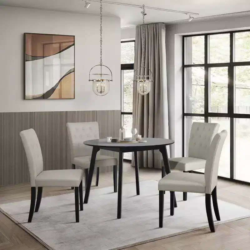 ChaletPosh 5 Pieces Dining Set with Linen Cover Dining Chair