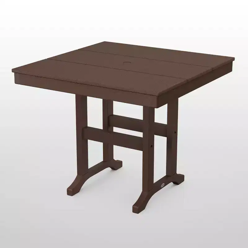 POLYWOOD Moore 35" Square Outdoor Farmhouse Patio Dining Table Mahogany