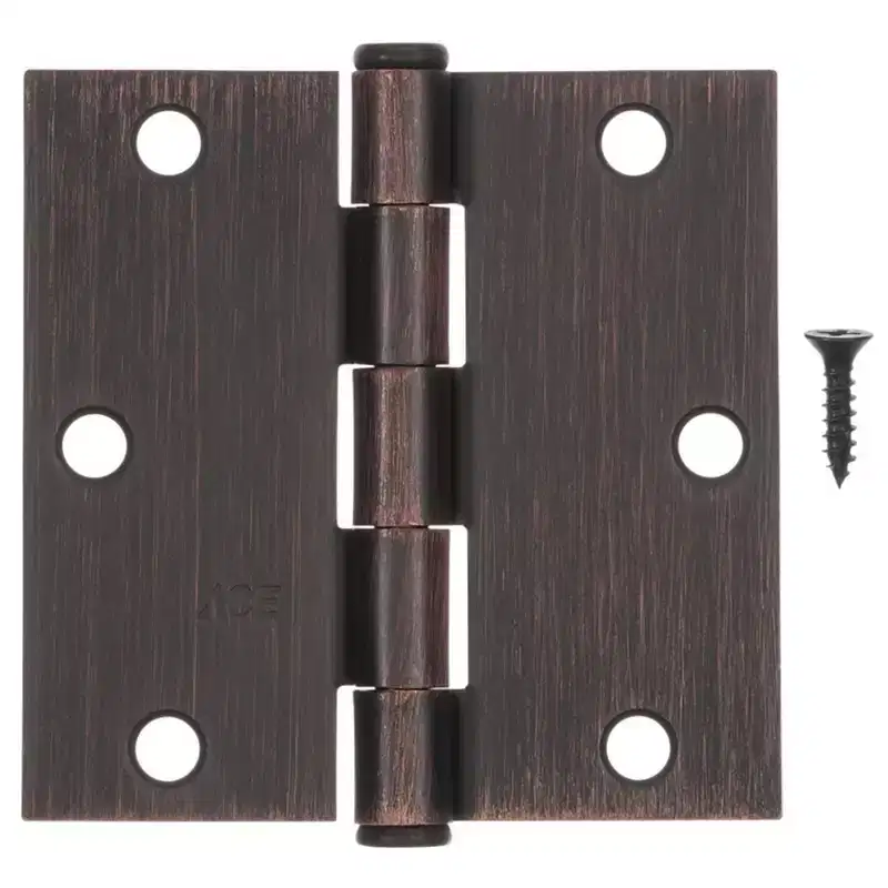 Hampton 3-1/2 inch L Oil Rubbed Bronze Residential Square Corner Door Hinge 12 pk
