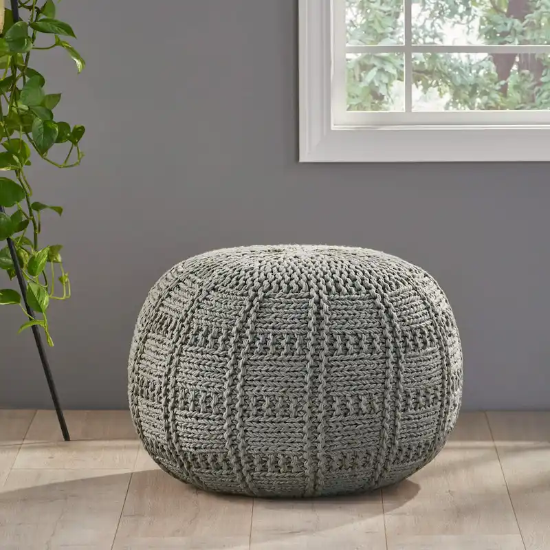 Yuny Handcrafted Modern Fabric Pouf by