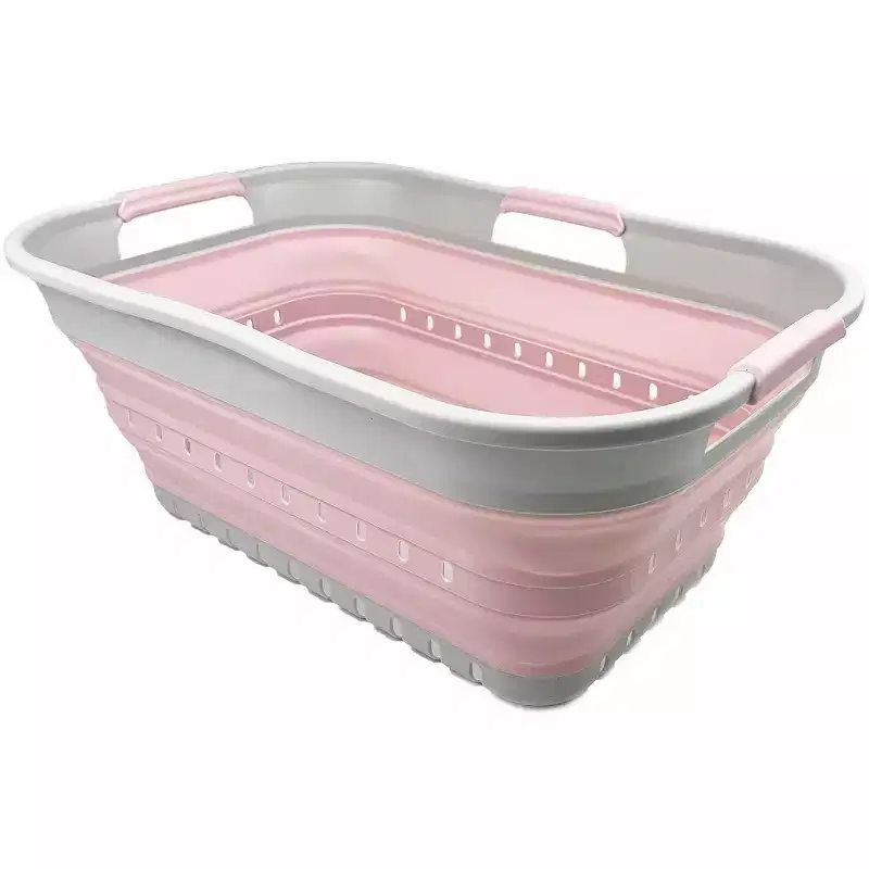 SAMMART 21L (5.5 gallon) Super Mini Collapsible Plastic Basket with 3 Handles