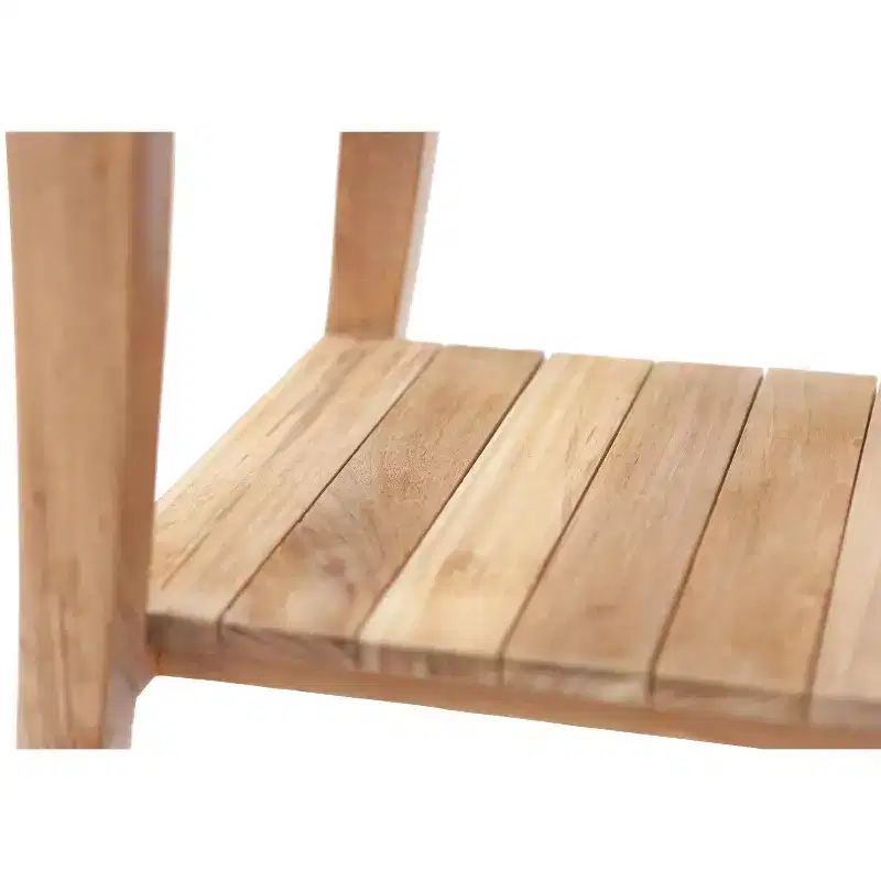 30 in Asian Style Solid Teak Shower Bench with Shelf | Beige | Indoor & Outdoor