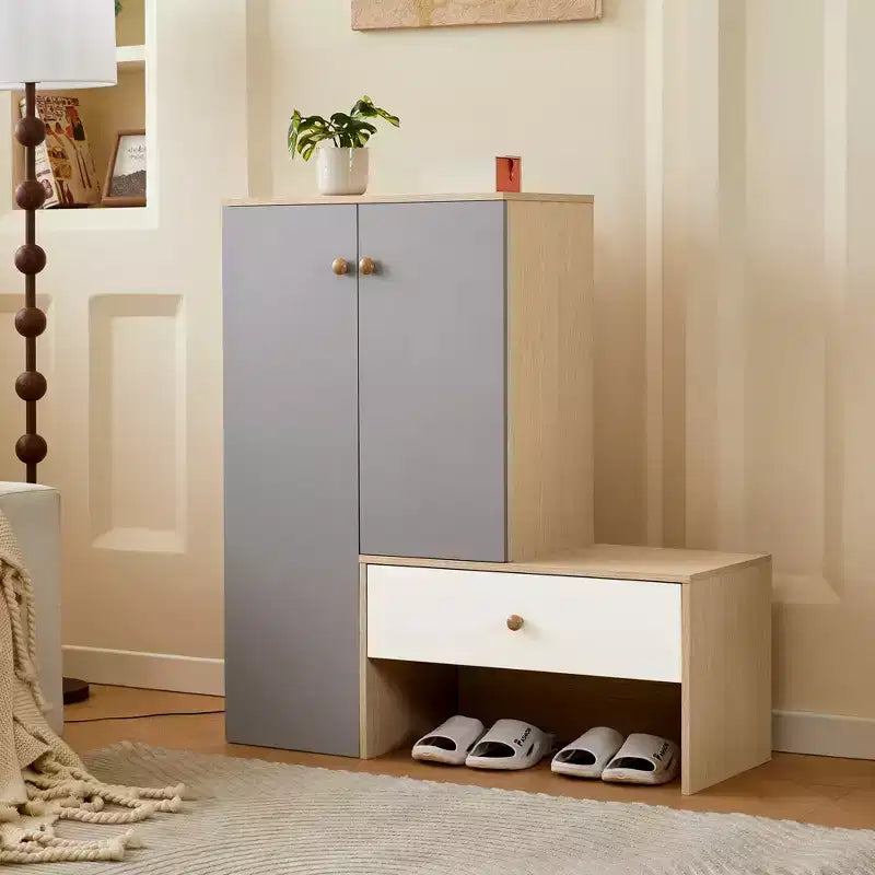 Multi-functional Shoe Storage Bench with Cabinet and Rack