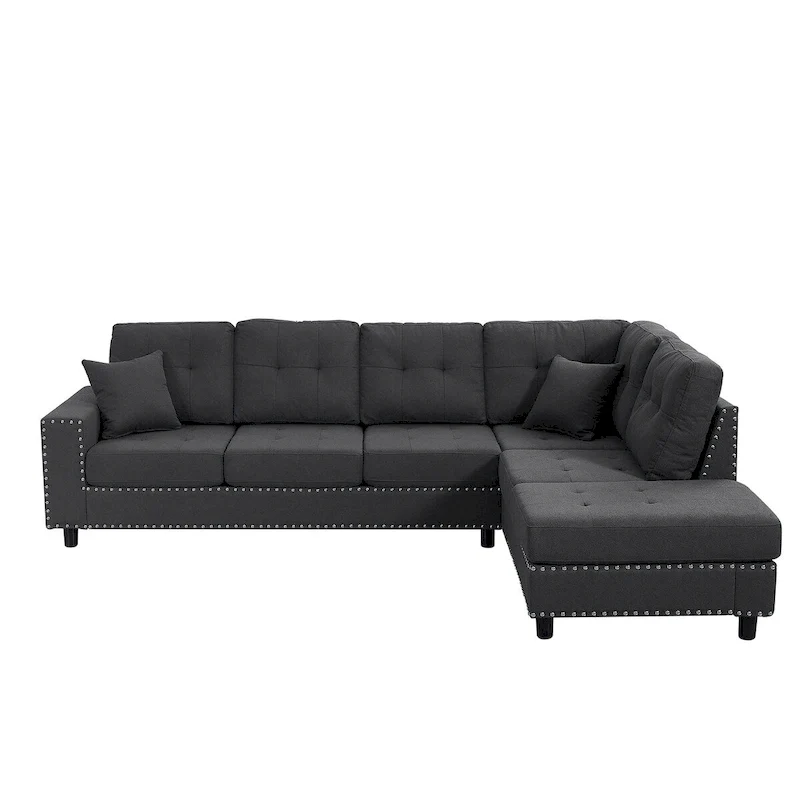 109.2L-shaped Modular Sectional Sofa with Removable Back Cushions and 2 Pillows, for Living rooms, Offices, and Apartments