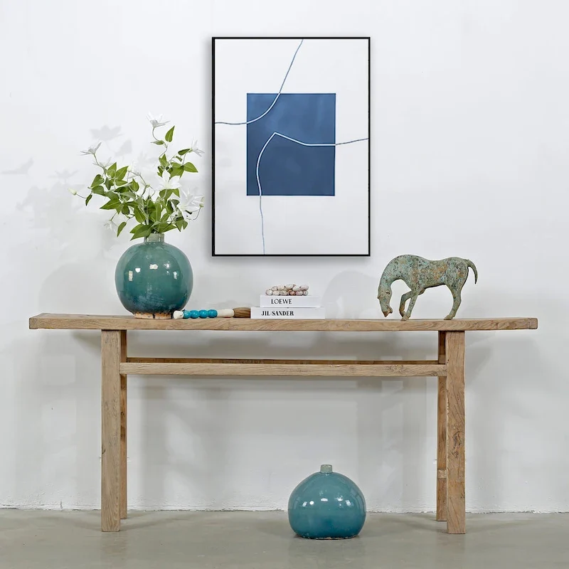 Vintage Console Table Weathered Natural 72x12x30H