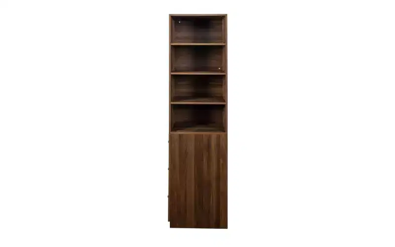 4-Tier Narrow Tall Bookshelves with 3 Side Drawers, Display Storage Cabinet, Vertical Bookcases for Living Room, Home Office