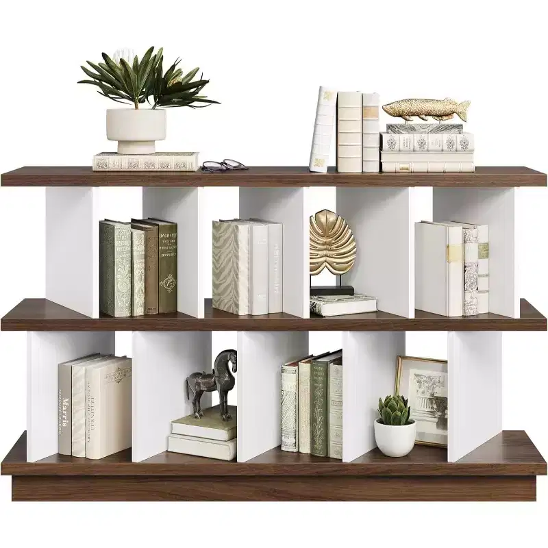 8 Cube Storage Shelf Organizer - Wood Low Bookshelf with 10 Removable Back Panels, Display Storage Bookcase for Living Room, Bedroom, Entrance Hall