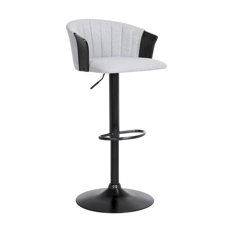 Adjustable Height Swivel Barstool Chair, Light Gray Fabric