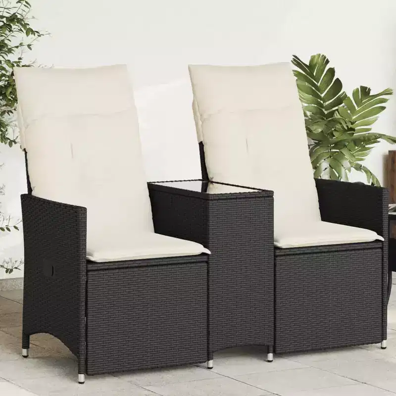 vidaXL Reclining Garden Sofa Black, Cream white