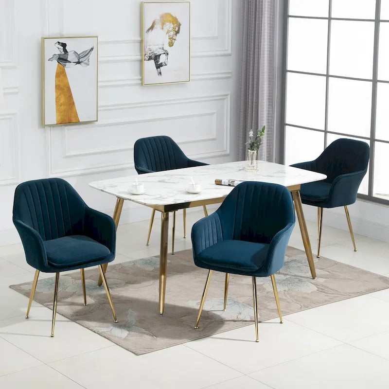 AVAWING Upholstered Velvet Dining Chairs Accent Arm Chairs Set of 4