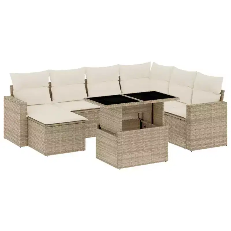 vidaXL 8 Piece Patio Sofa Set with Cushions Poly Rattan