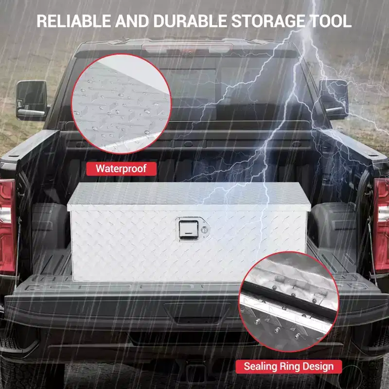 36 x 17 x 18 Inch Aluminum Truck Trailer Tool Box, Pickup Underbody Truck Bed Storage Toolbox RV Trailer Organizer