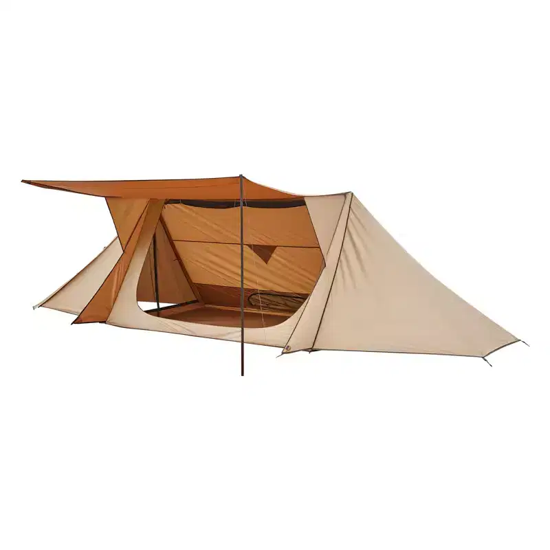 VEVOR Camping Hot Tent, Lightweight Bushcraft Tent with Stove Jack&2 Tarp Poles, Waterproof Winter Hot Tents Shelters, 4 Season for 2 Persons,Brown