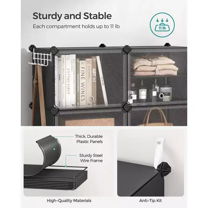SONGMICS Shoe Rack Organizer with Doors,Steel Frame, Ideal for Bedroom and Entryway