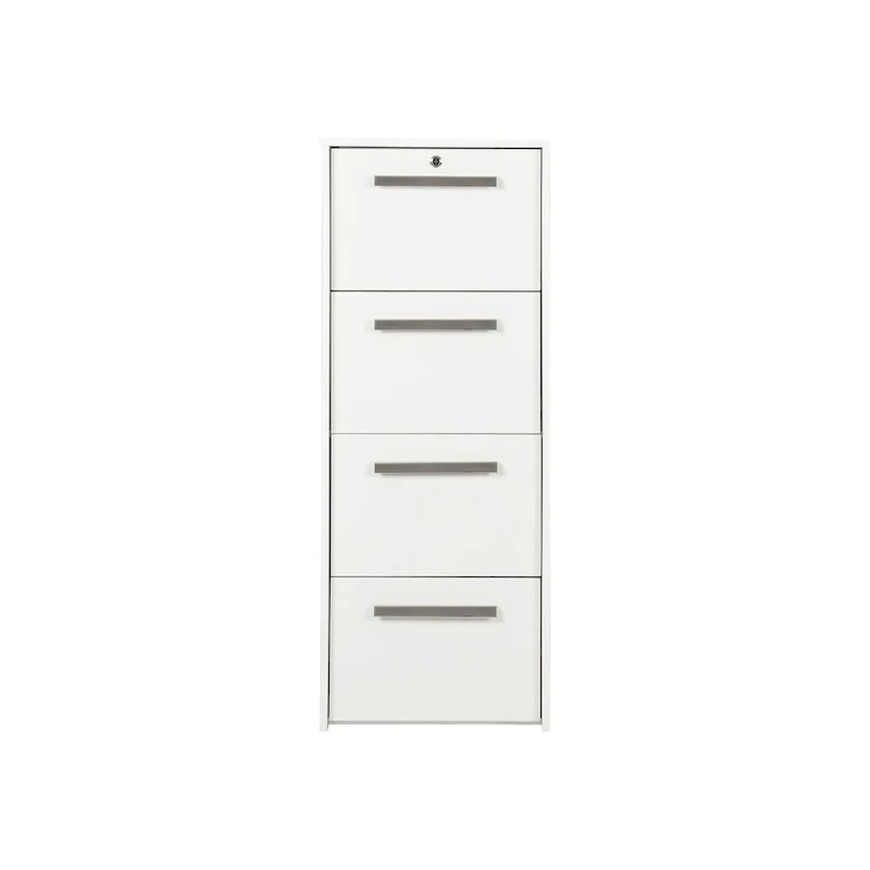 4-Drawer Vertical Lateral File Cabinet in White Wood Grain - 48.5 H x 18.5 W x 17.5 D
