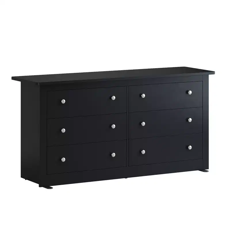 JIONJOY 6-Drawer Wide Double Dresser - Laminated Composite Wood Chest of Drawers for Bedroom, Living Room & TV Stand