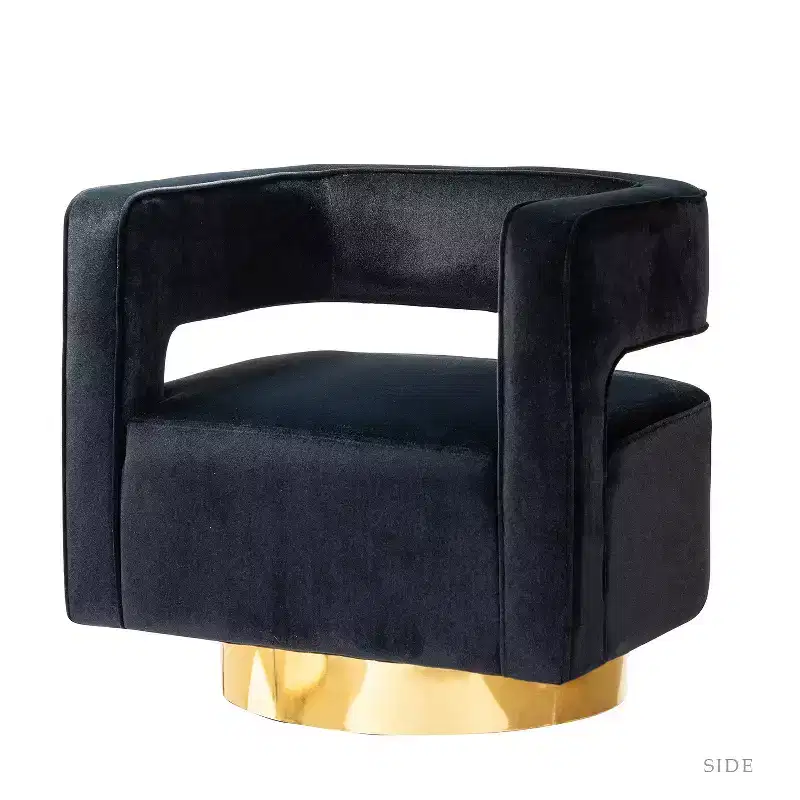Velvet Edise Swivel Barrel Chair Living Room Accent Chair with Metal Base | Karat Home