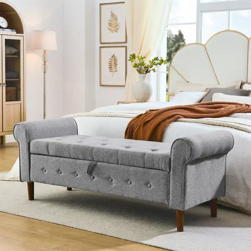 Bedroom Tufted Button Storage Bench