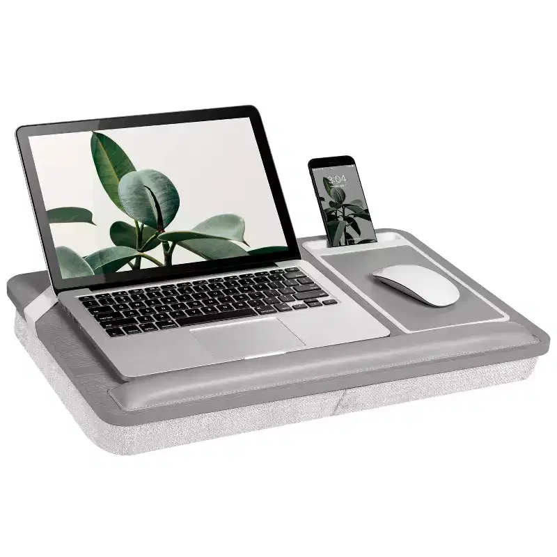 Ergonomic Home Office Lap Desk with Mouse Pad and Phone Holder