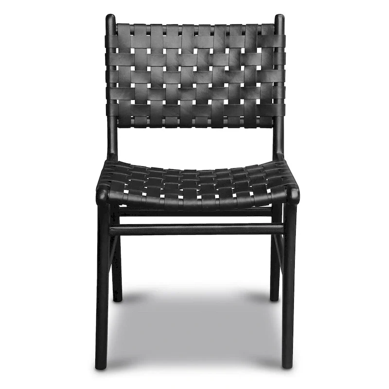 Poly and Bark Banda Teak & Leather Dining Chair - Solid Teak Wood Frame