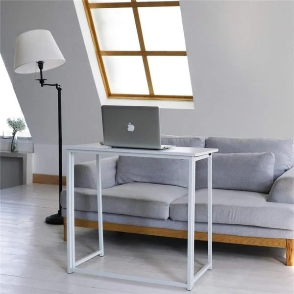 Foldable Writing Desk Metal MDF Compact Home Office Table Multi-Color