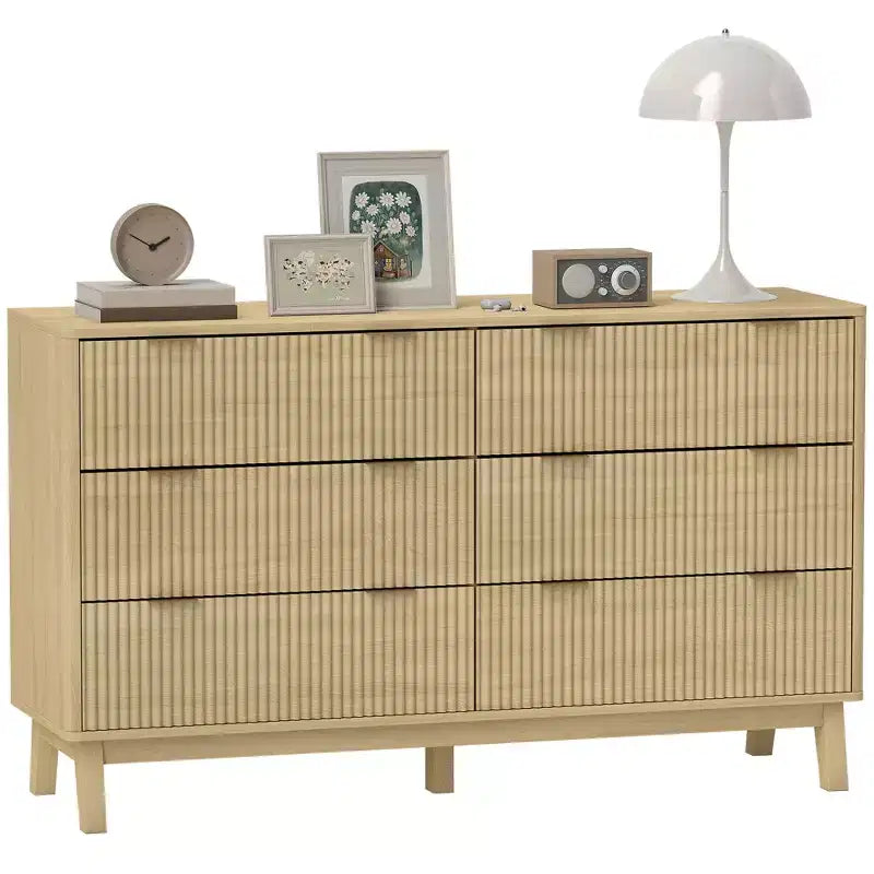 Fluted Dresser for Bedroom with 6 Drawers, 54