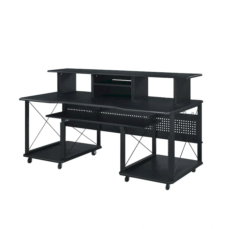 Rectangular Music Desk with 8 Wheels and 1 Keyboard Tray