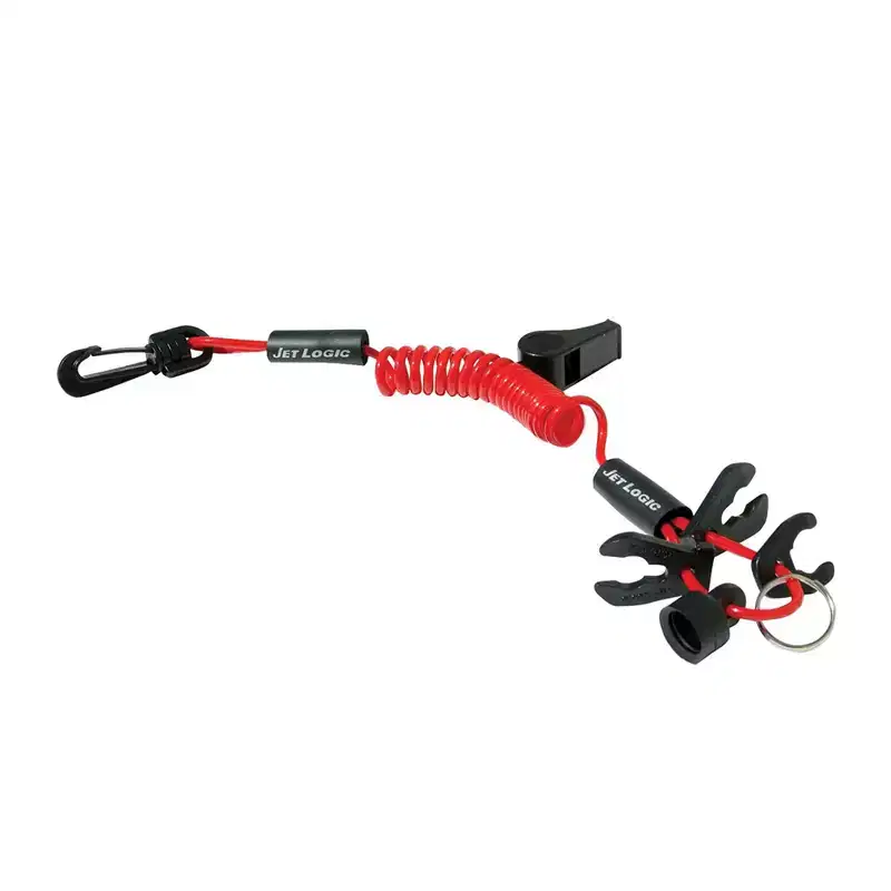 Kwik Tek UL-2 Ultimate Lanyard Buoyant Keychain for Jet Skis, Water Scooters, and PWC with Floating Wristband and High Pitch Emergency Whistle, Red