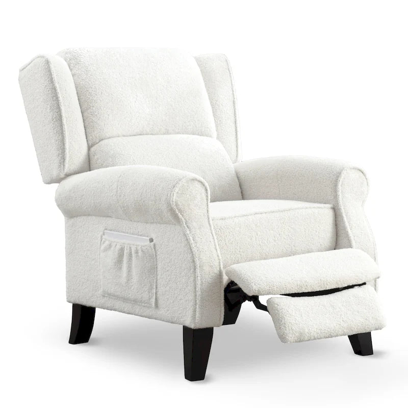HOMYKA Polyested Upholstered Pushback Recliner Accent Chair Wingback Armchair