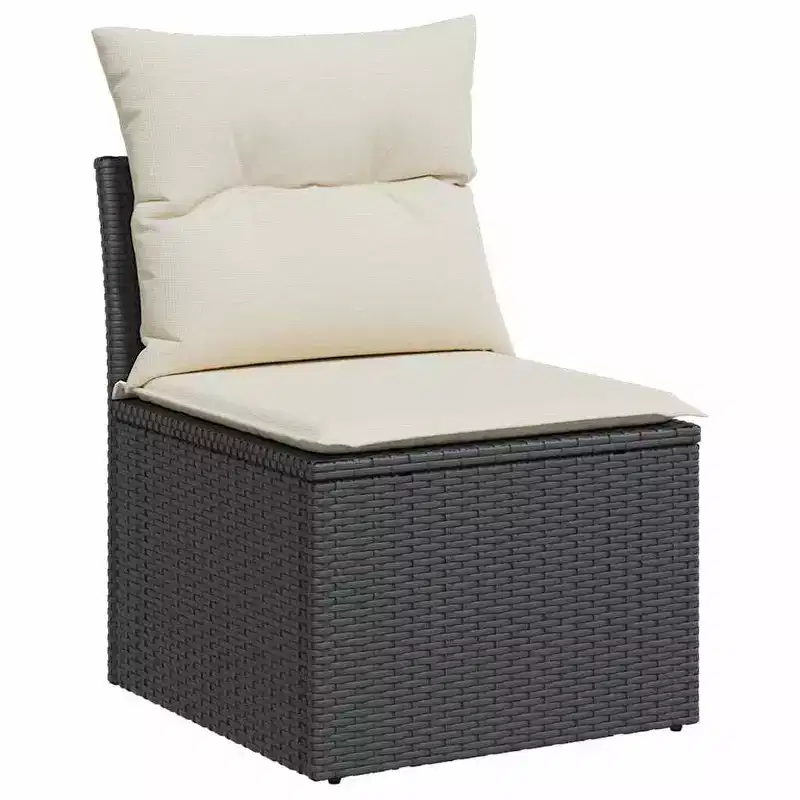 vidaXL Garden Sofa Black PE rattan Small UV-resistant materials