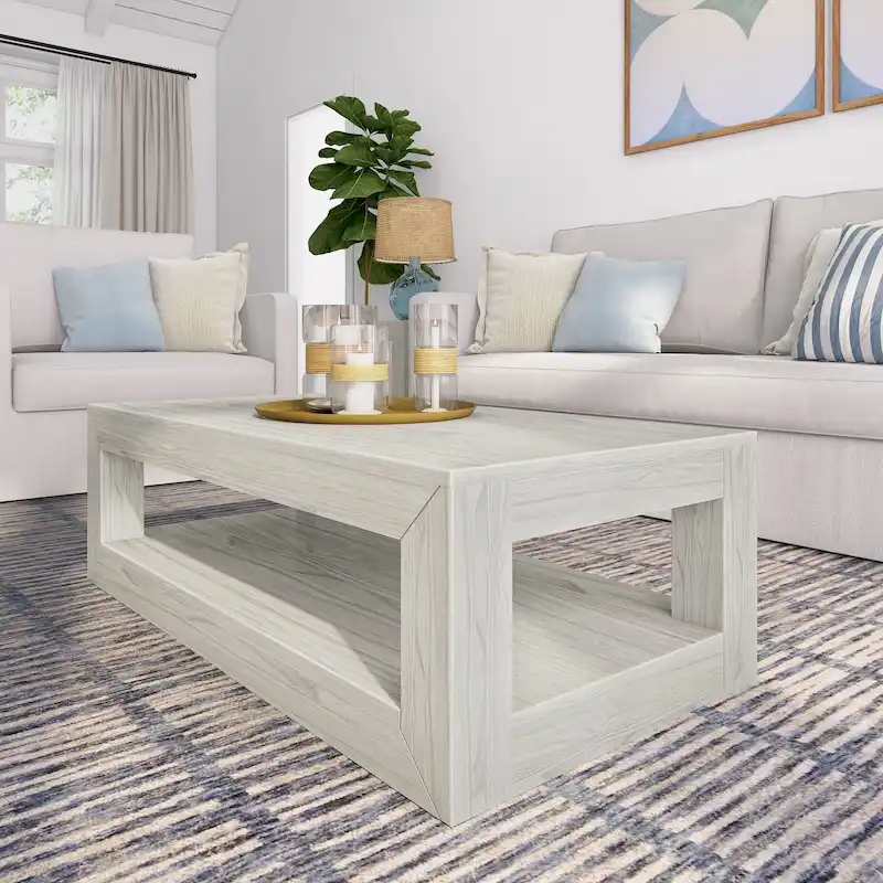 Modern Rectangular Coffee Table with Shelf