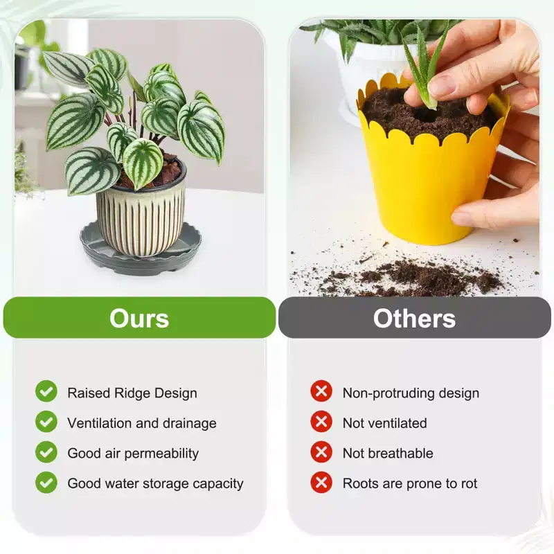 Unique Bargains Thicker Durable Waterproof Flexible Plant Saucers Gray 4 Pcs