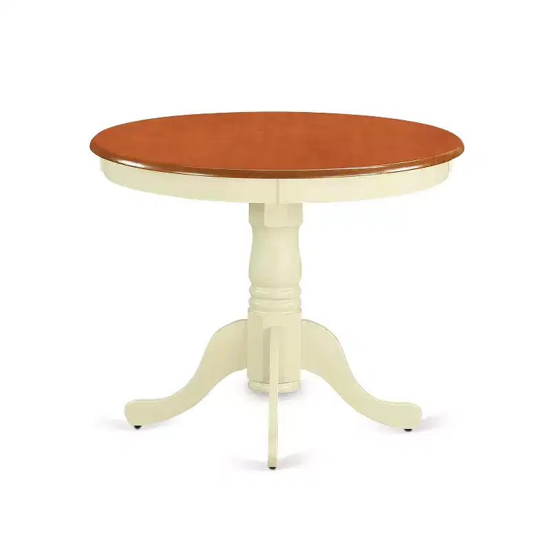 3-Piece Round Buttermilk & Cherry Finish Solid Wood Top Dining Table with 2 Chairs with