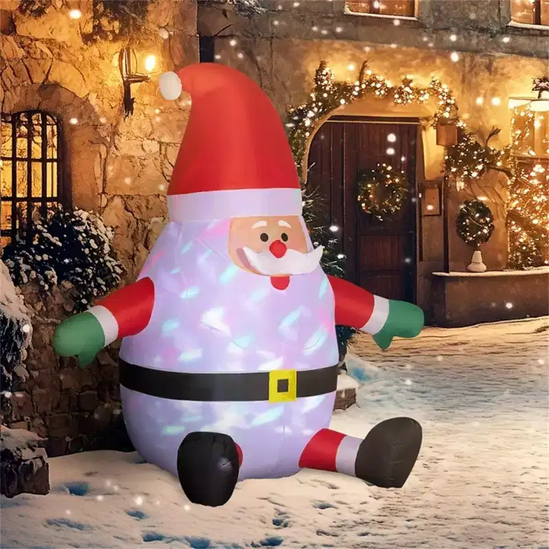 NAYSAYE 6FT Inflatable Christmas Santa Claus With Rotating Magic Ball Festive Holiday Decoration For Yard And Home, Red and White, 72.4*49.2*72