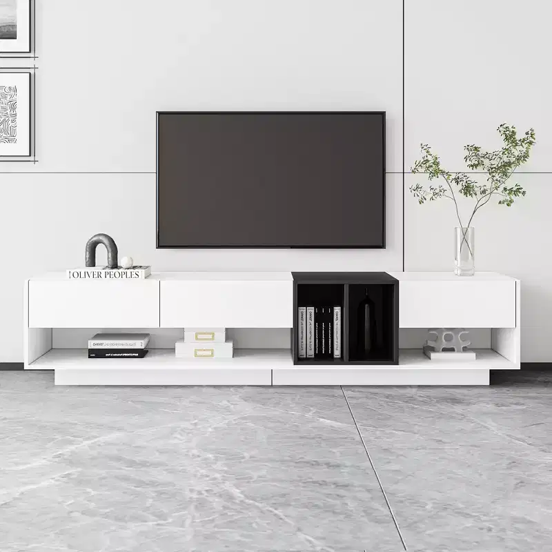 74.8 Stylish TV Stand for TVs Up to 80, Two-tone Media Console with Multifunctional Compartment - ModernLuxe