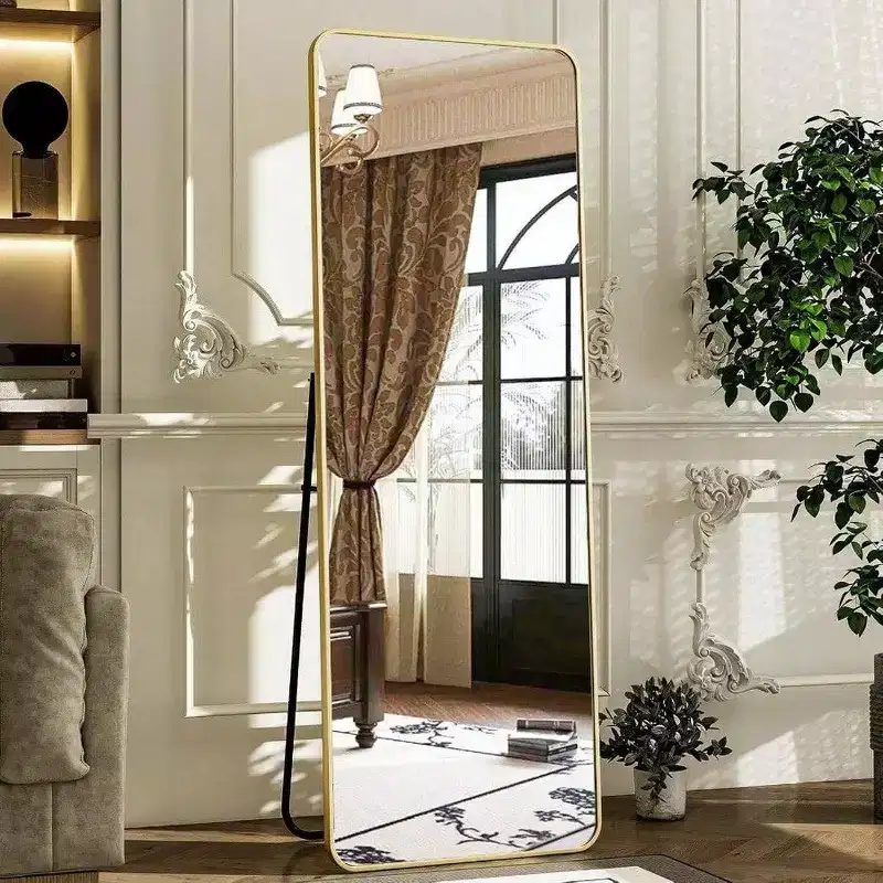 56 x 21 Inch Full Length Mirror with Gold Aluminum Frame