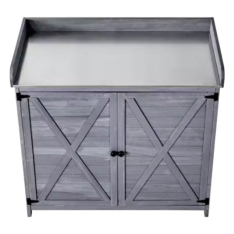 VEVOR Potting Bench Table, Outdoor Gardening Wooden Storage Cabinet with 39 x 19 in Wood Tabletop, Garden Planting Workstation, Gray