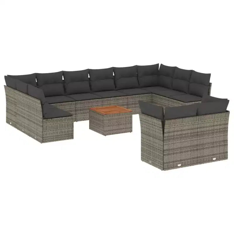 vidaXL Patio Sofa Set with Cushions Outdoor Furniture 13 Piece Poly Rattan