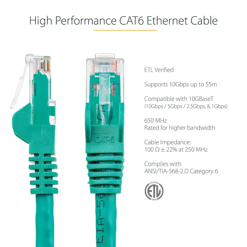 StarTech 15 ft Green Snagless Cat6 UTP Patch Cable - N6PATCH15GN