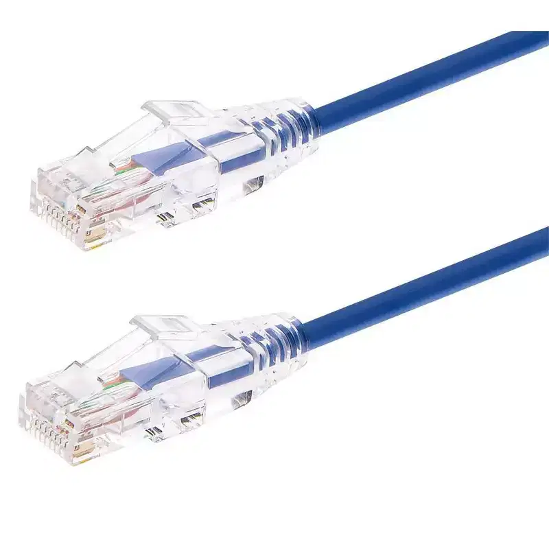 Monoprice Cat6 Ethernet Patch Cable - 50 feet - Blue | Snagless RJ45 Stranded 550MHz UTP CMR Riser Rated Pure Bare Copper Wire 28AWG - SlimRun Series