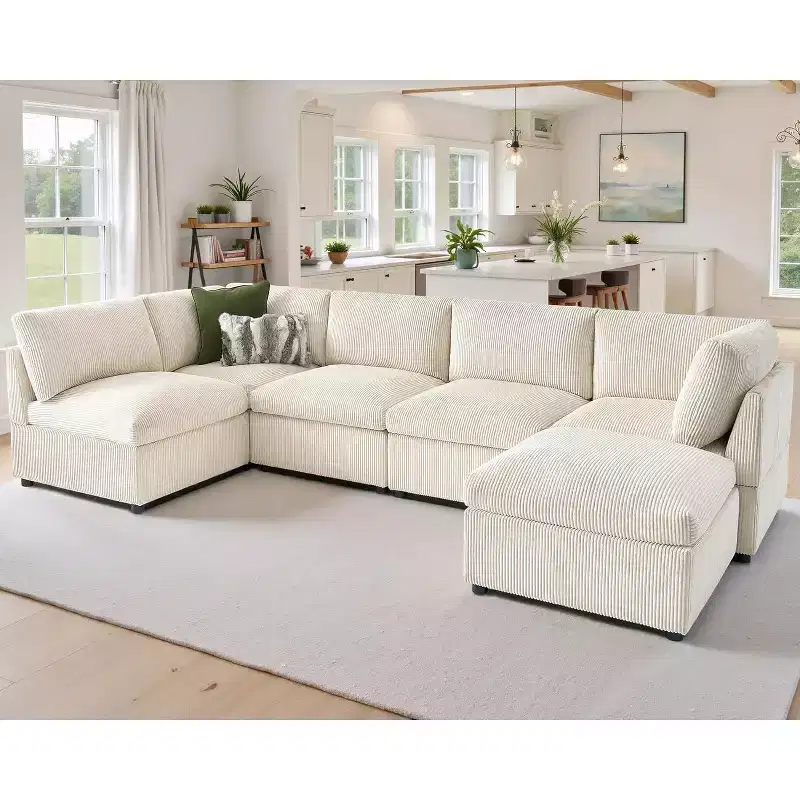 AMERLIFE Oversized Modular Sectional Sofa with 32 Deep Seat, 6-Piece Convertible U/L/S Couch