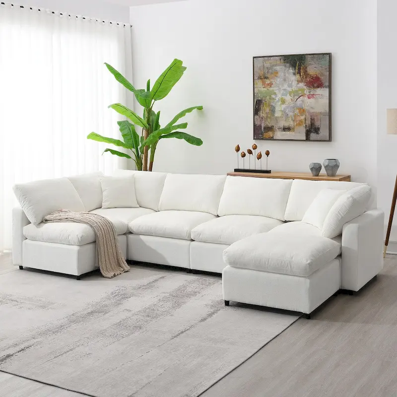 Modern Modular Cloud Sofa Bed with 6 Seat Sectional Couch