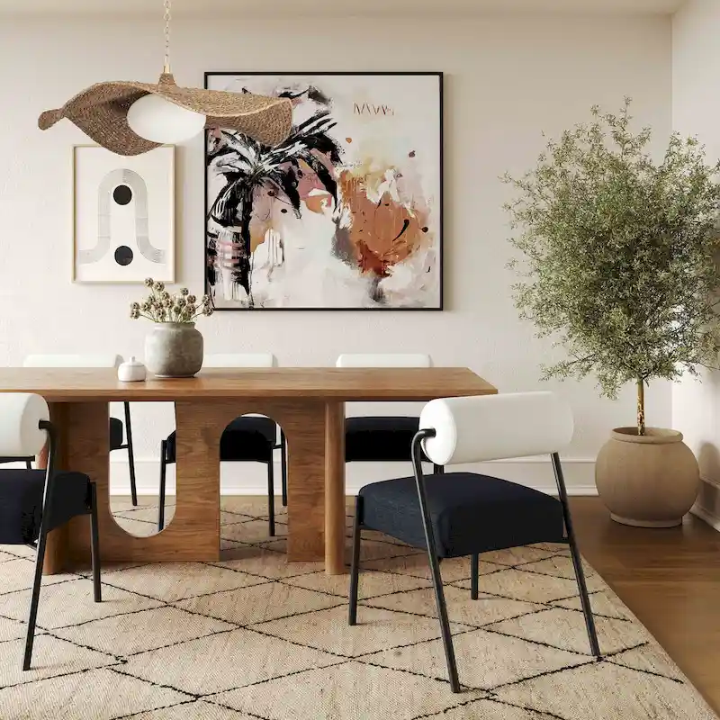 Walnut Rectangular Dining Table with Arched Base Walnut