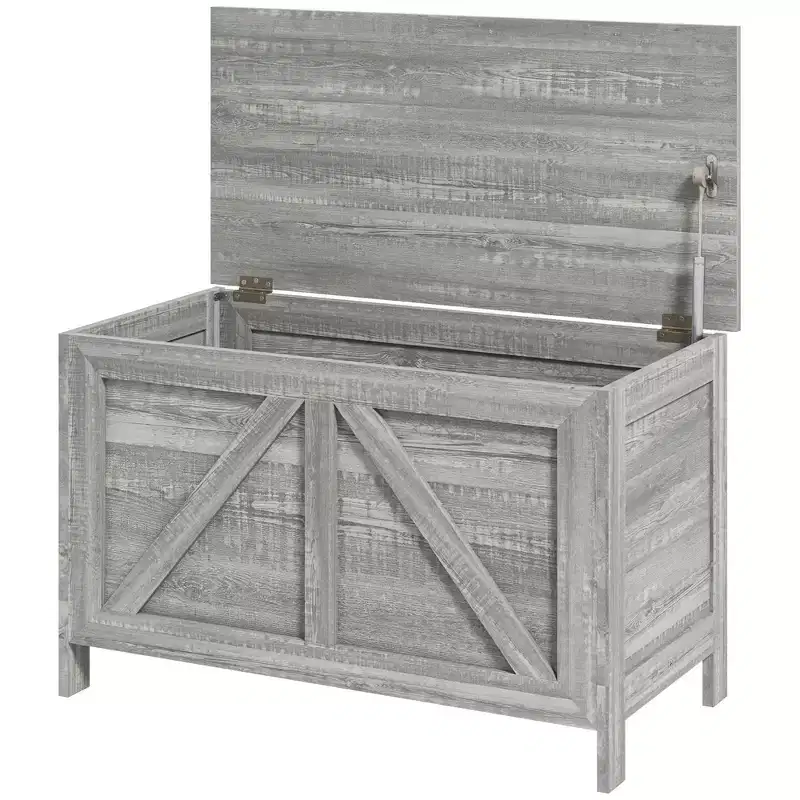Storage Chest, Farmhouse Lift Top Box Organizer with Safety Hinge, for Bedroom, Entryway, Living Room